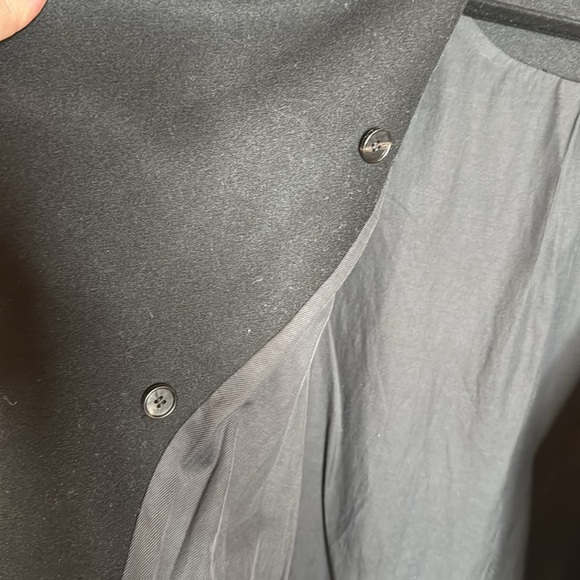 AllSaints Hyde Monument Coat | Kendall Jenner Worn Style | Vegan Leather Sleeves - Picture 12 of 16